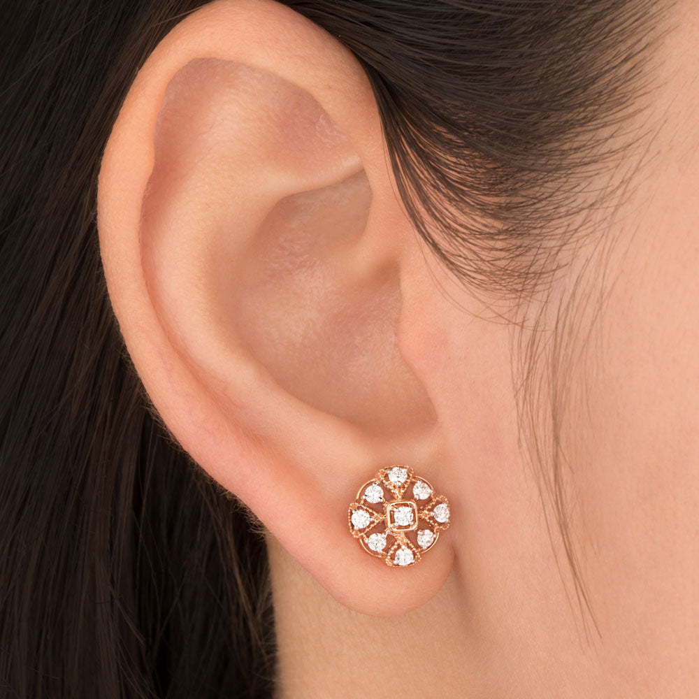 14K Rose Gold Diamond Earrings - 0.39ct VVS-VS-HI