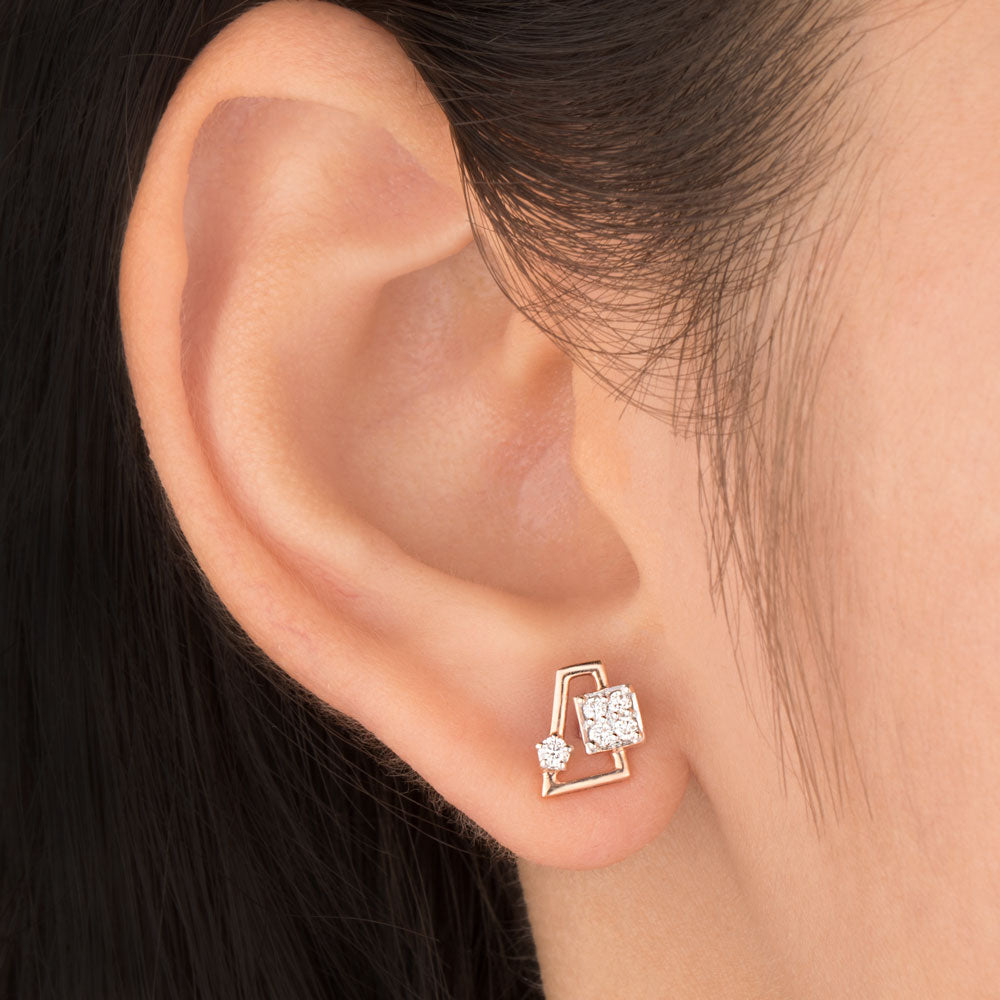 14K Rose Gold Diamond Earrings - 0.17ct VVS-VS-HI