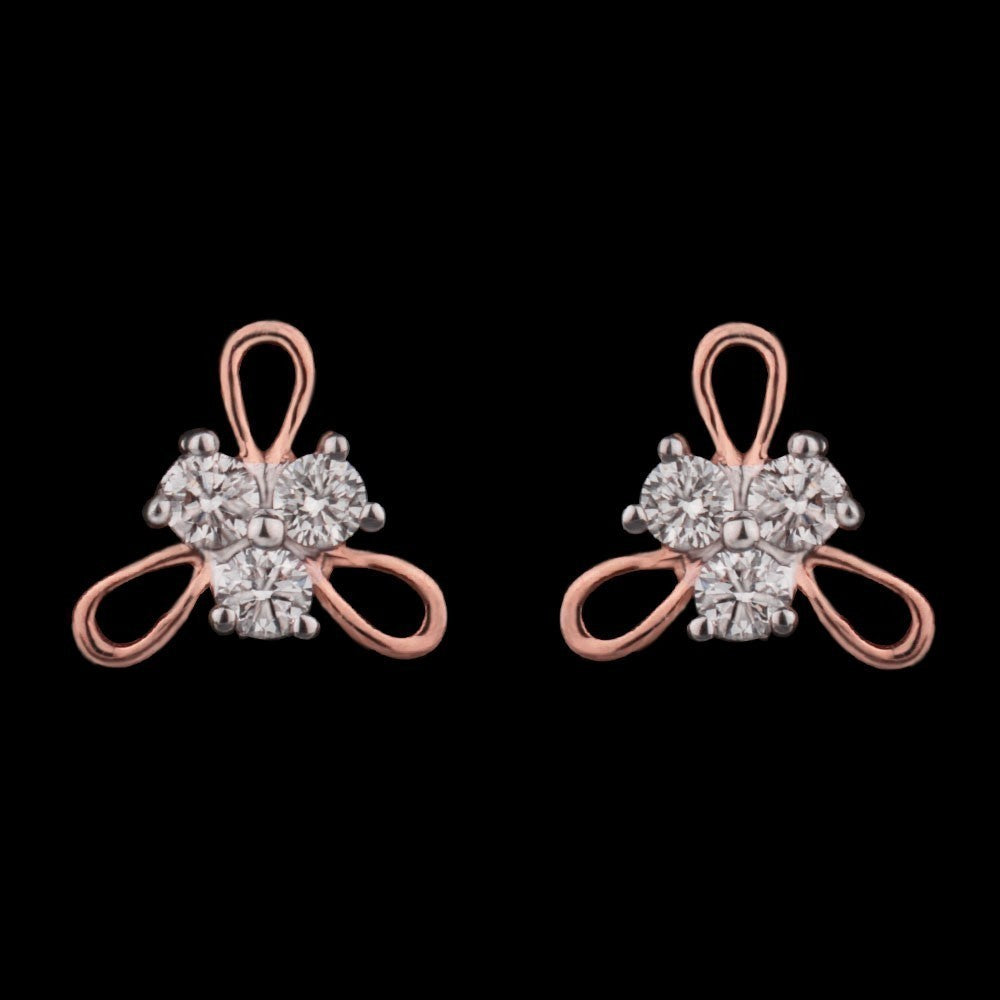 14K Rose Gold Diamond Earrings - 0.1ct VS-HI