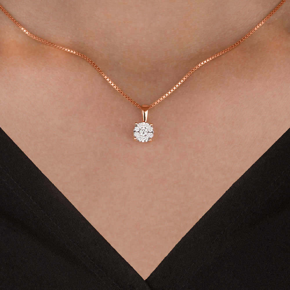 14K Rose Gold Diamond Pendant - 0.17ct SI-IJ