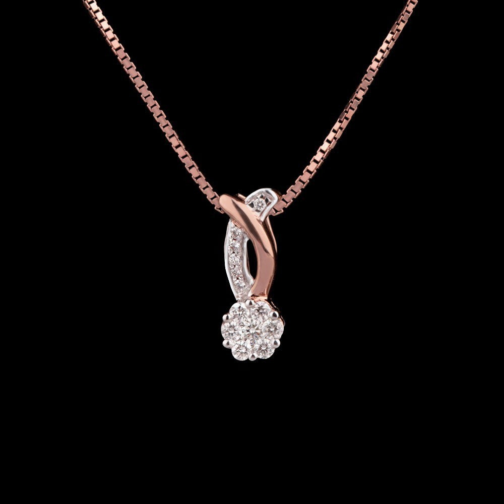 14K Rose Gold Diamond Pendant - 0.15ct VVS-VS-GH
