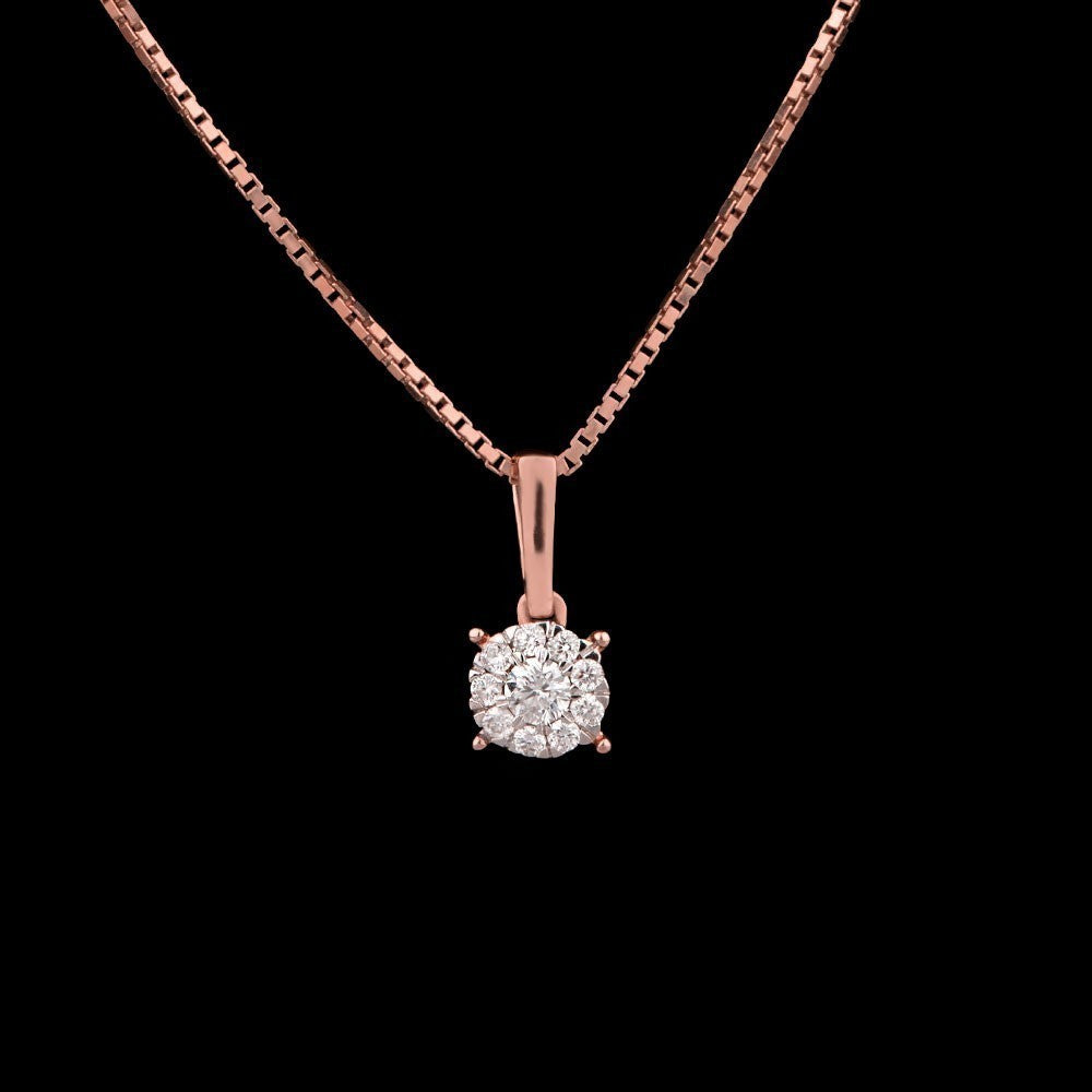 14K Rose Gold Diamond Pendant - 0.13ct VS-FG