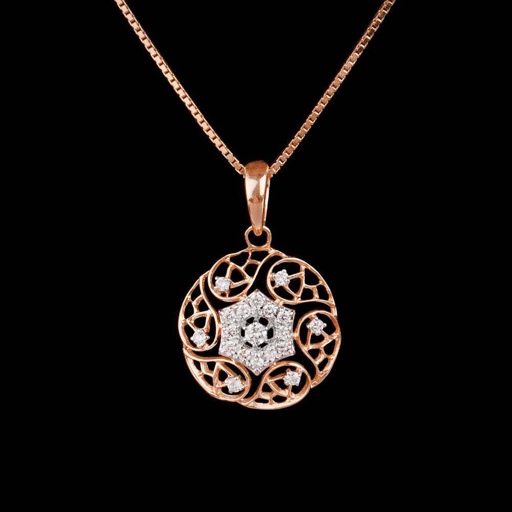 18K Rose Gold Diamond Pendant - 0.15ct VS-GH