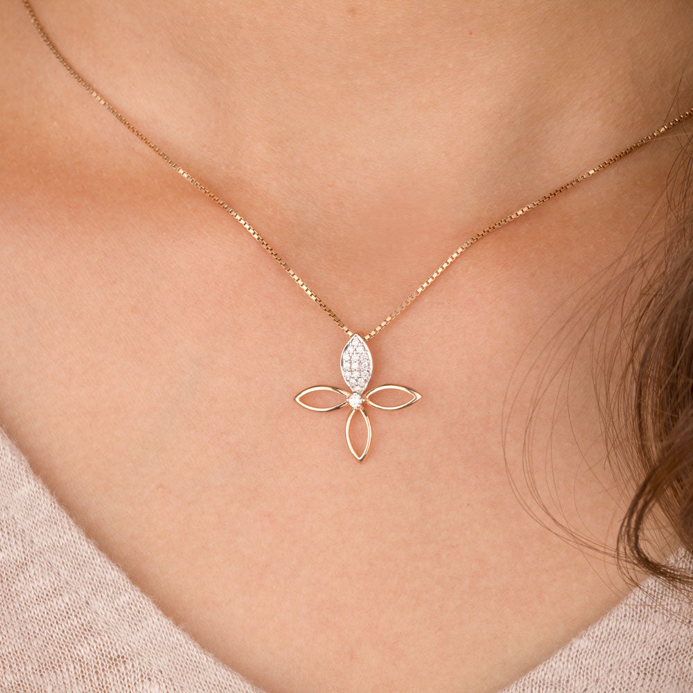 14K Yellow Gold Diamond Pendant - 0.11ct VVS-EF