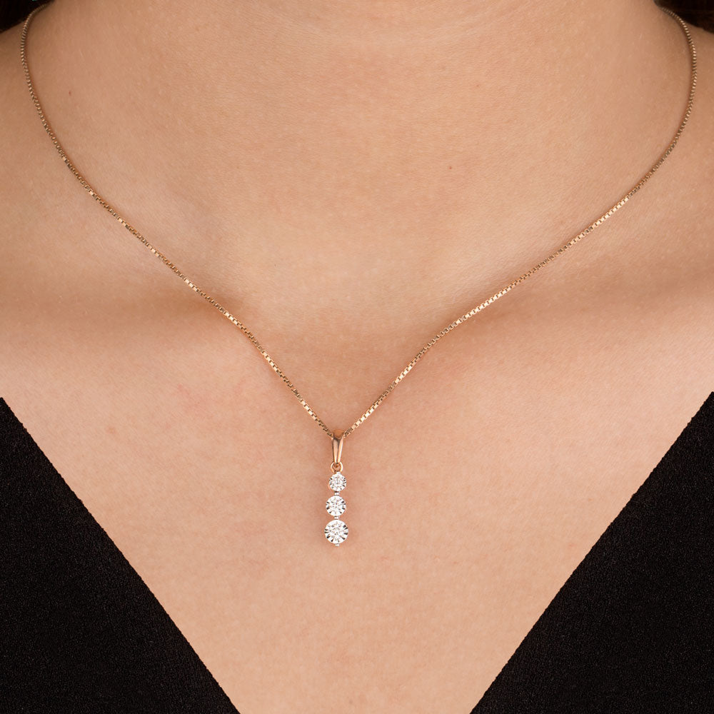 14K Rose Gold Diamond Pendant - 0.11ct VS-GH