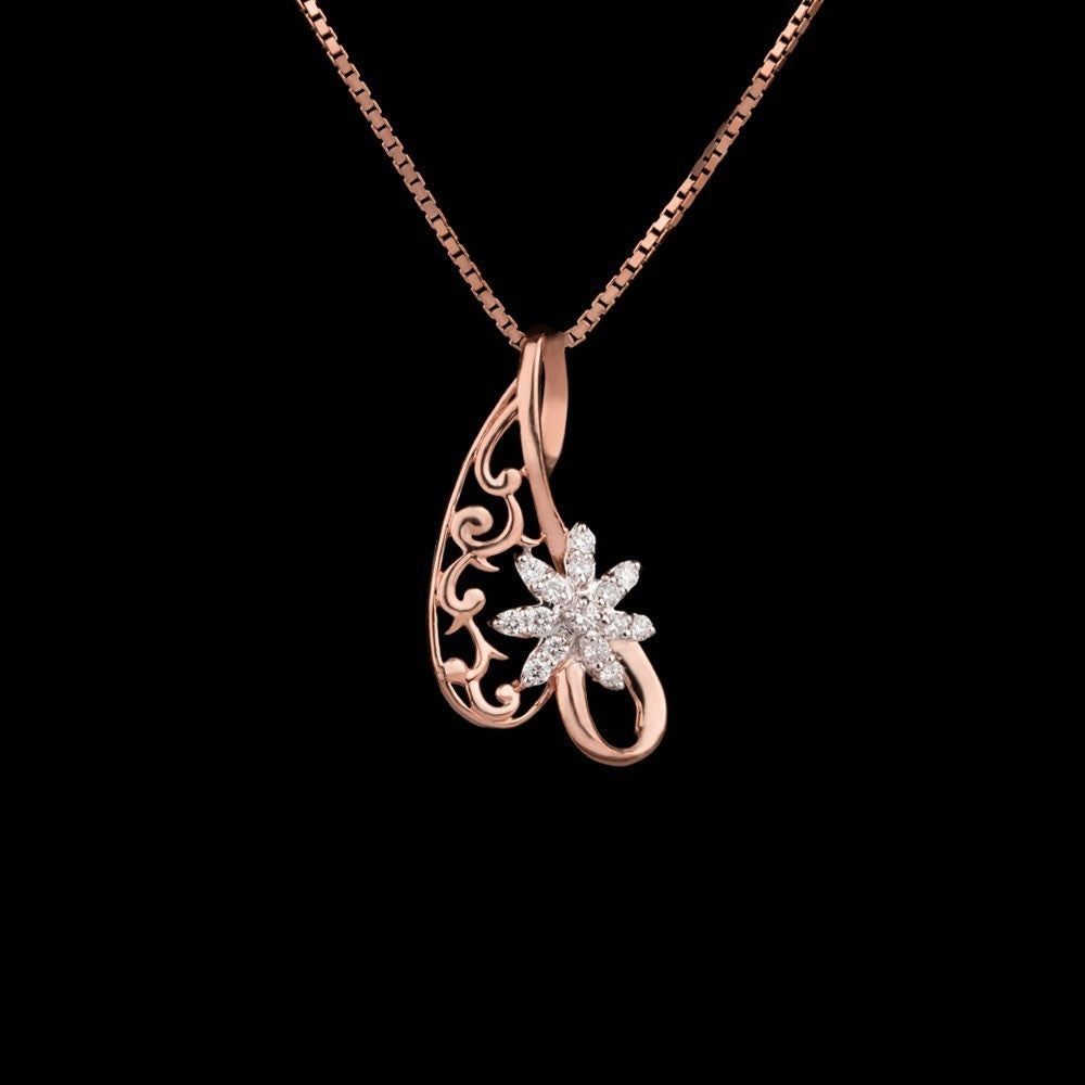 18K Rose Gold Diamond Pendant - 0.13ct VVS-VS-IJ