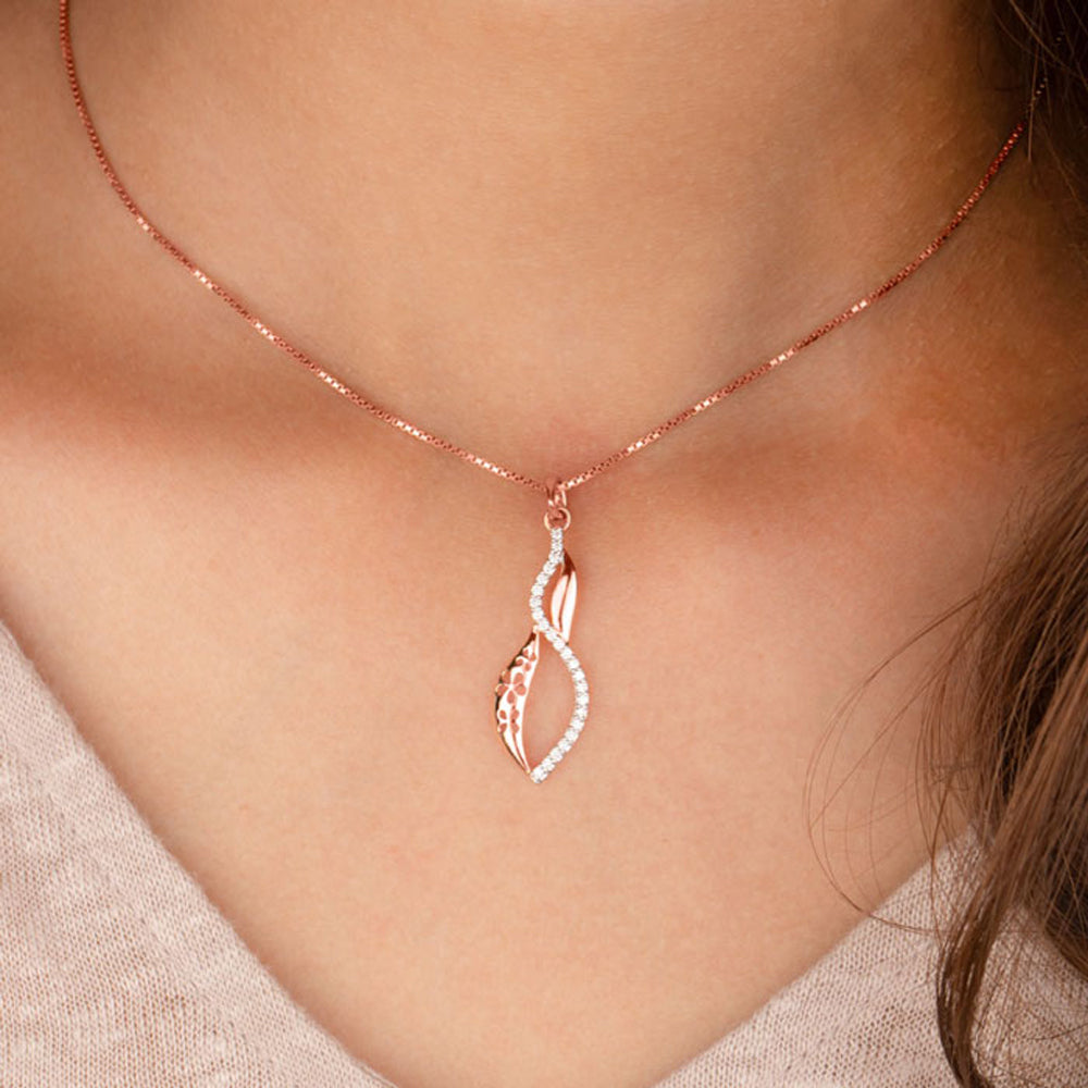 18K Rose Gold Diamond Pendant - 0.14ct SI-IJ