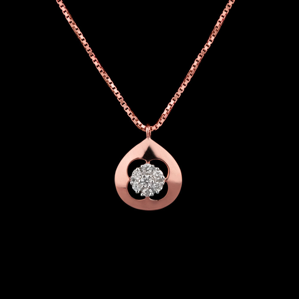 14K Rose Gold Diamond Pendant - 0.13ct VVS-VS-HI