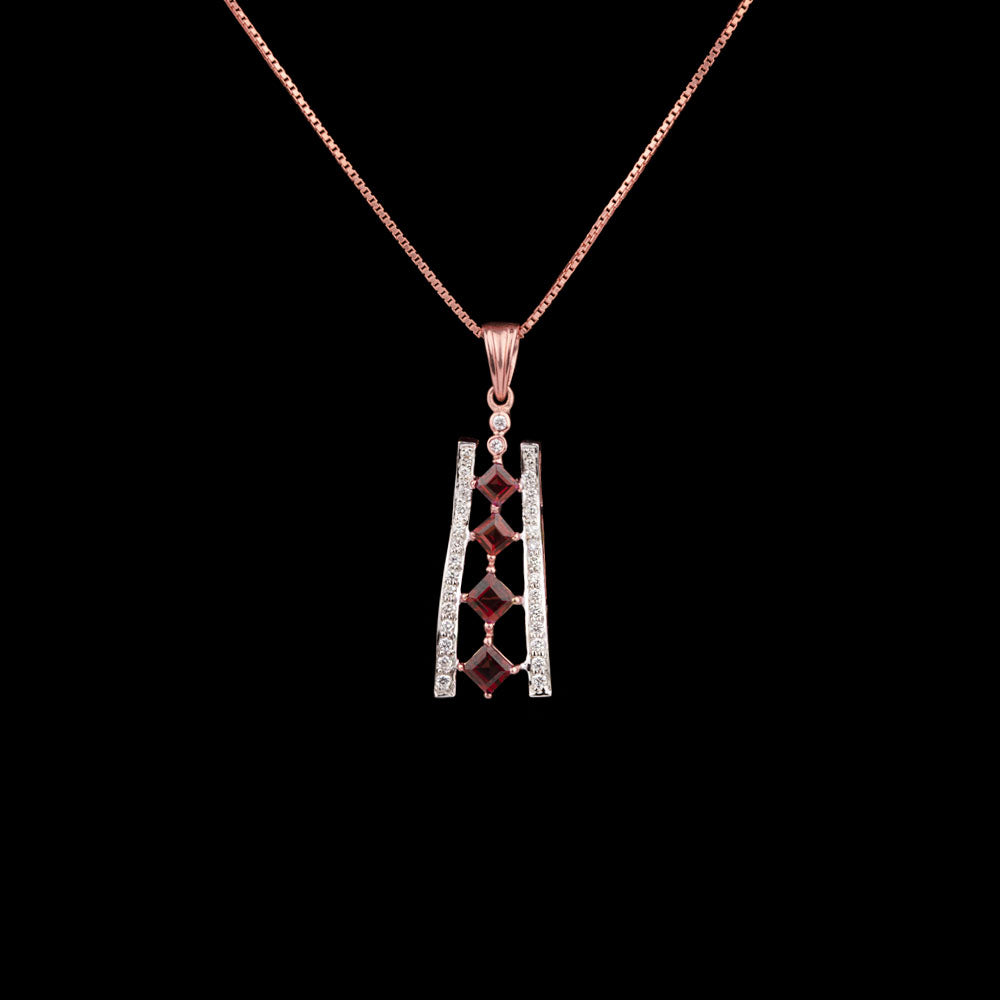 14K Rose Gold Diamond Pendant - 0.27ct SI-JK with Colour Stones