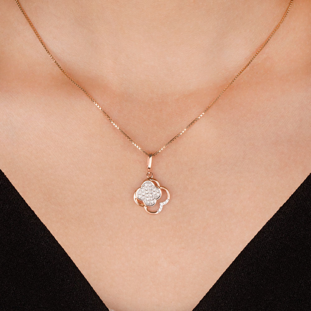 14K Rose Gold Diamond Pendant - 0.1ct VS-GH