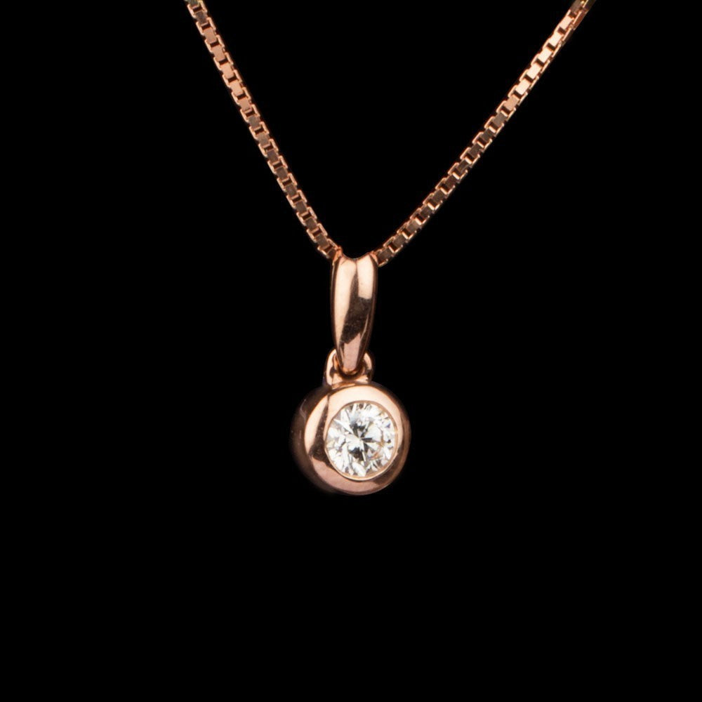 18K Rose Gold Diamond Pendant - 0.13ct SI-IJ