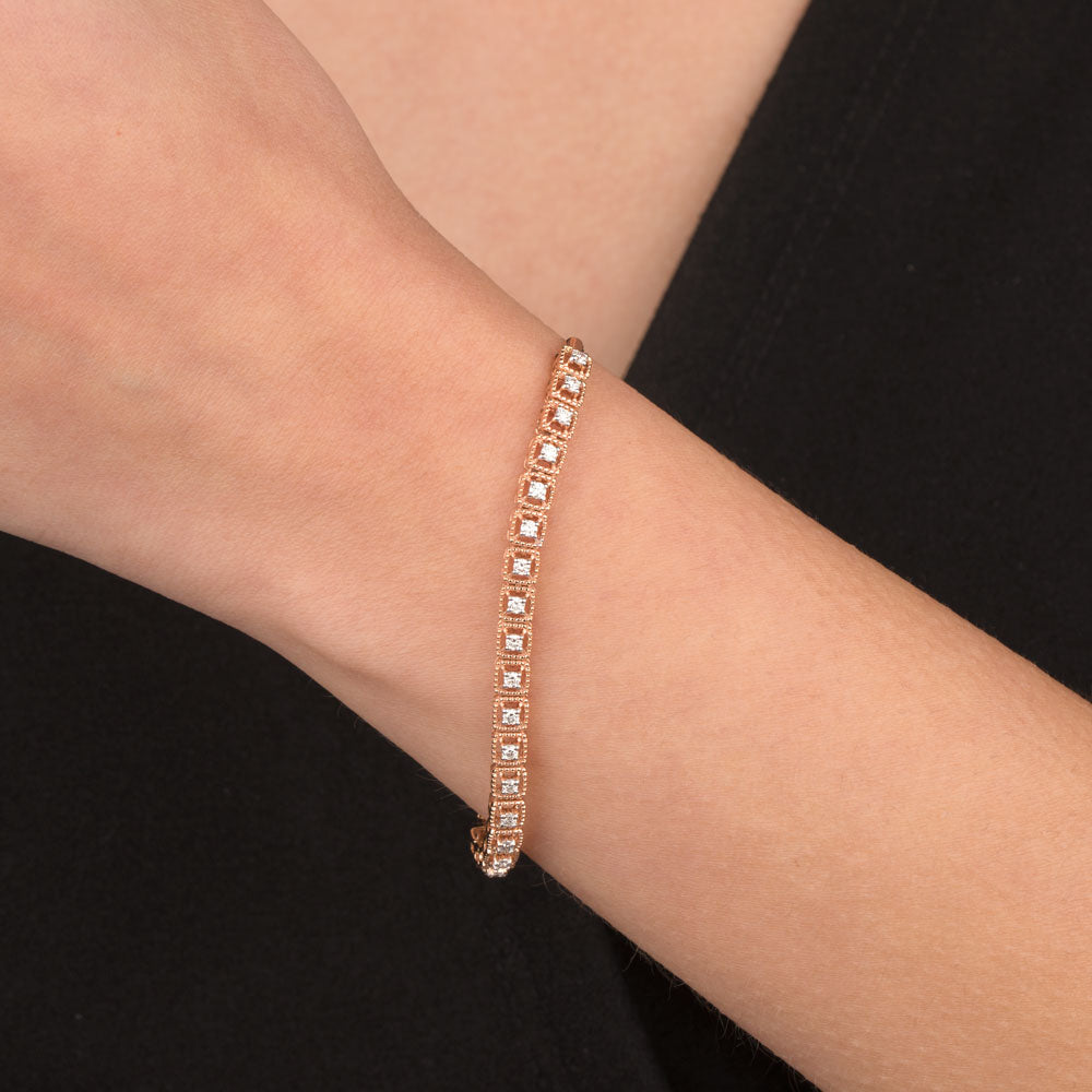 14K Rose Gold Diamond Bracelet - 0.74ct SI-GH