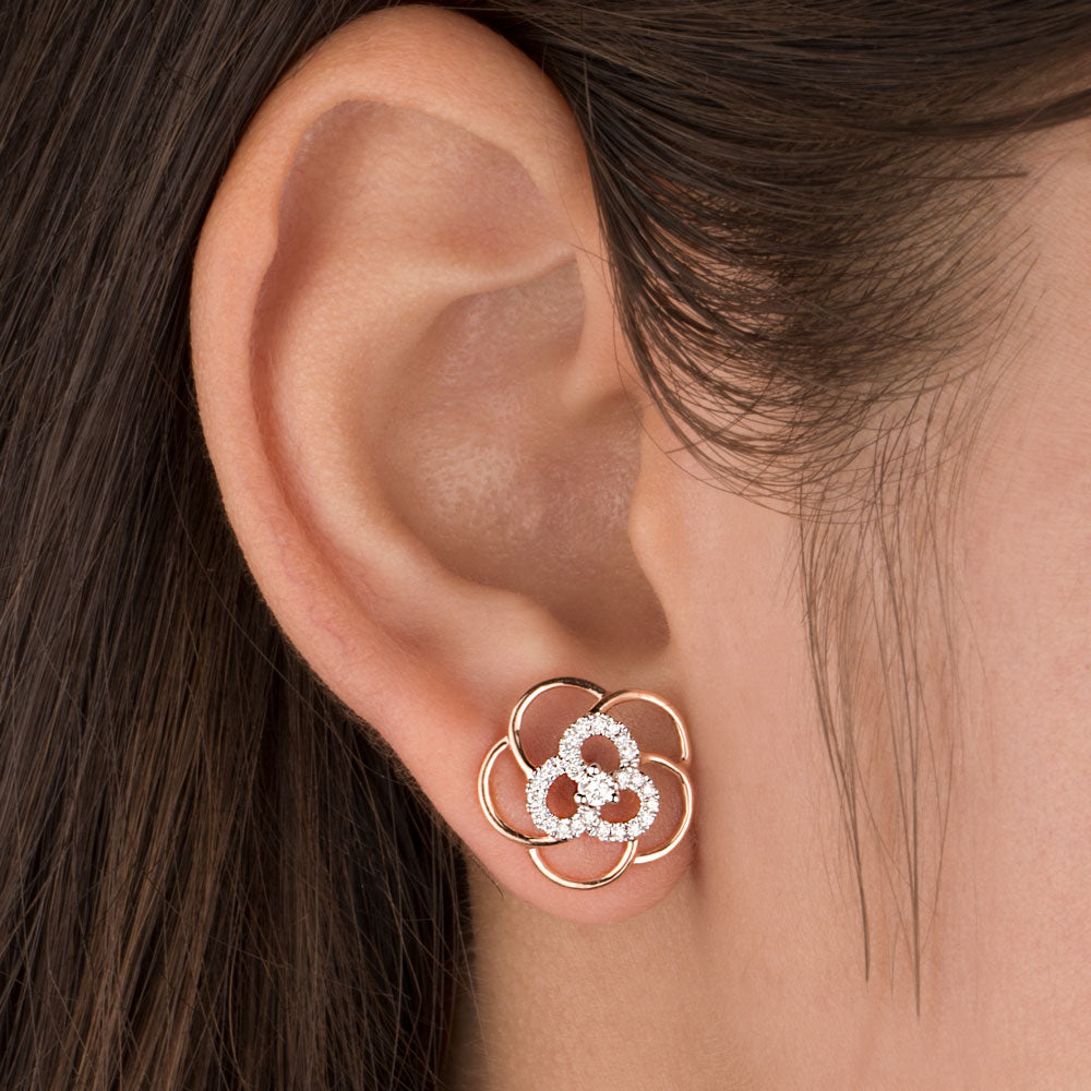 14K Rose Gold Diamond Earrings - 0.28ct VVS-VS-HI