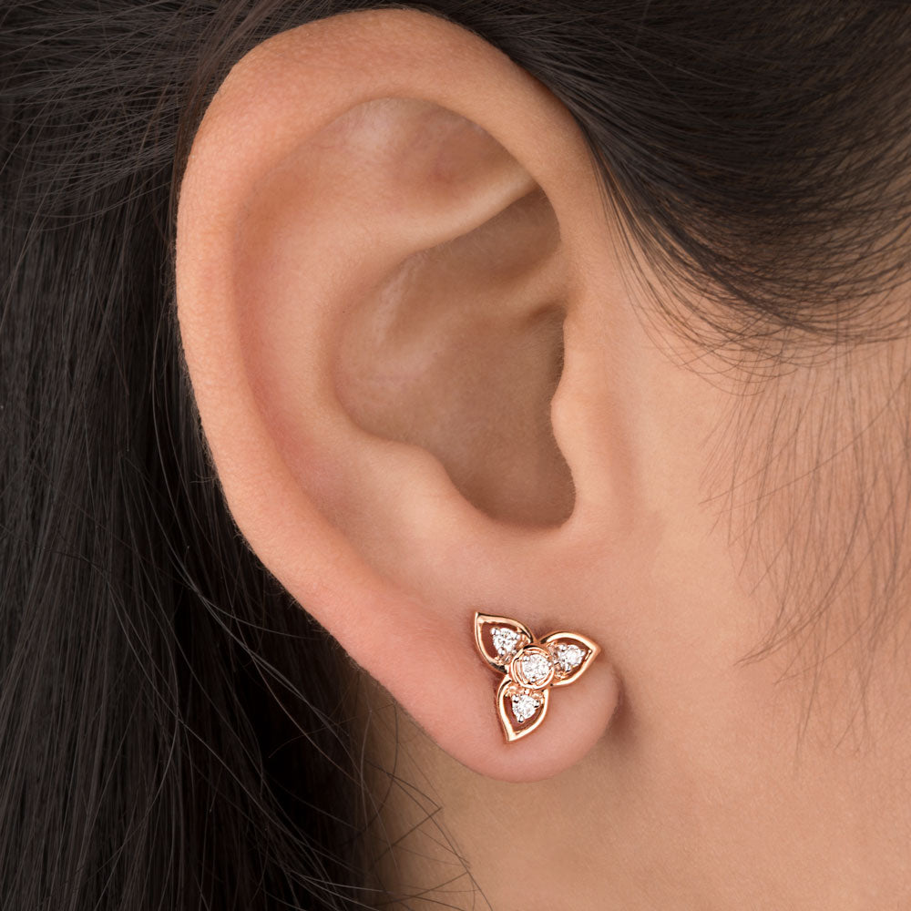 14K Rose Gold Diamond Earrings - 0.16ct VVS-VS-HI