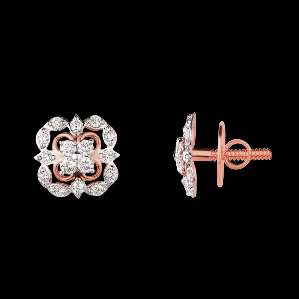 14K Rose Gold Diamond Earrings - 0.5ct VVS-VS-HI