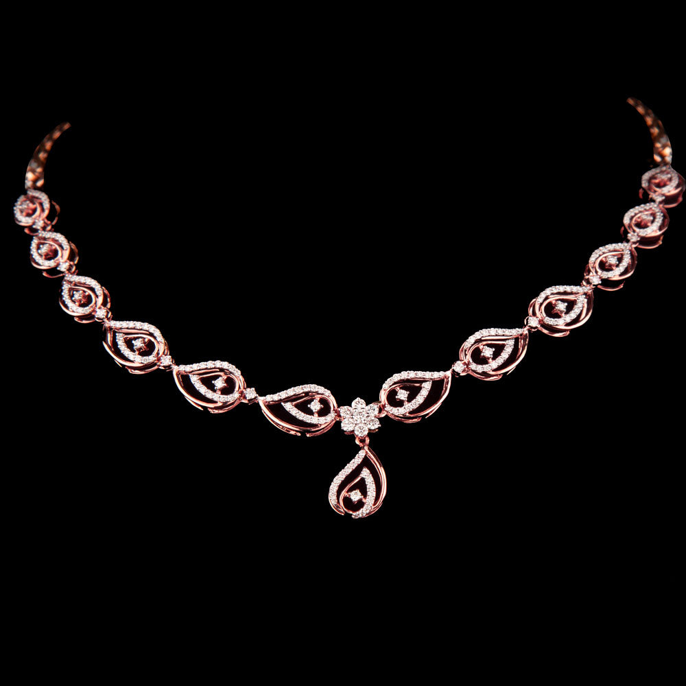14K Rose Gold Diamond Necklace - 1.58ct VVS-VS-HI