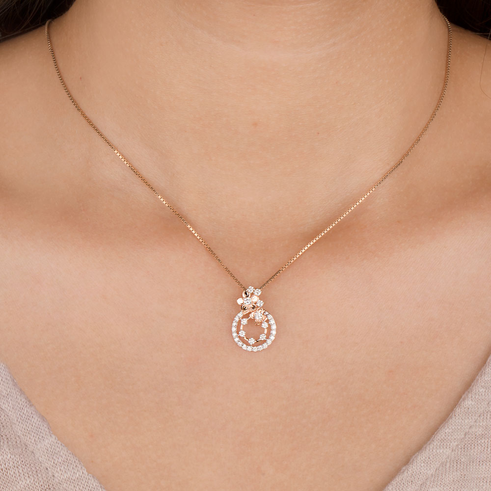 14K Rose Gold Diamond Pendant - 0.37ct VVS-VS-IJ