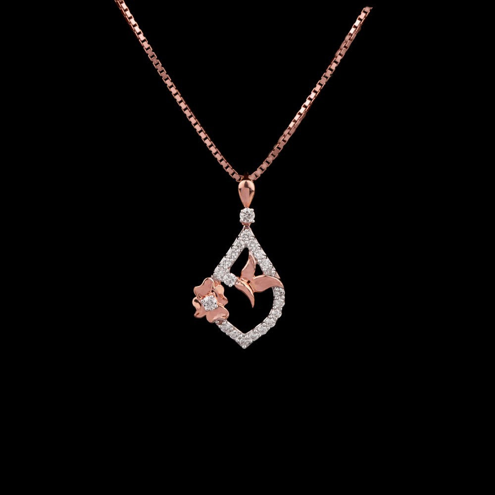 14K Rose Gold Diamond Pendant - 0.18ct VVS-VS-IJ