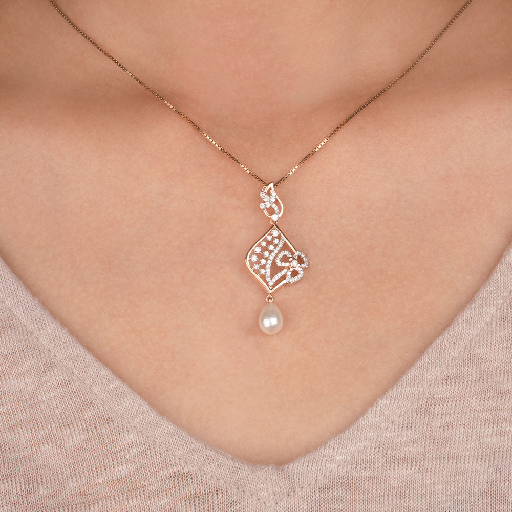 14K Rose Gold Diamond Pendant - 0.4ct VS-SI-GH with Colour Stones