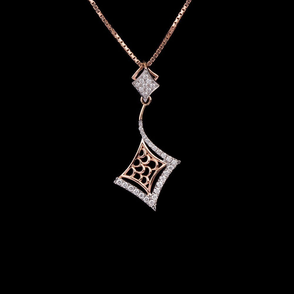 14K Rose Gold Diamond Pendant - 0.2ct VVS-FG