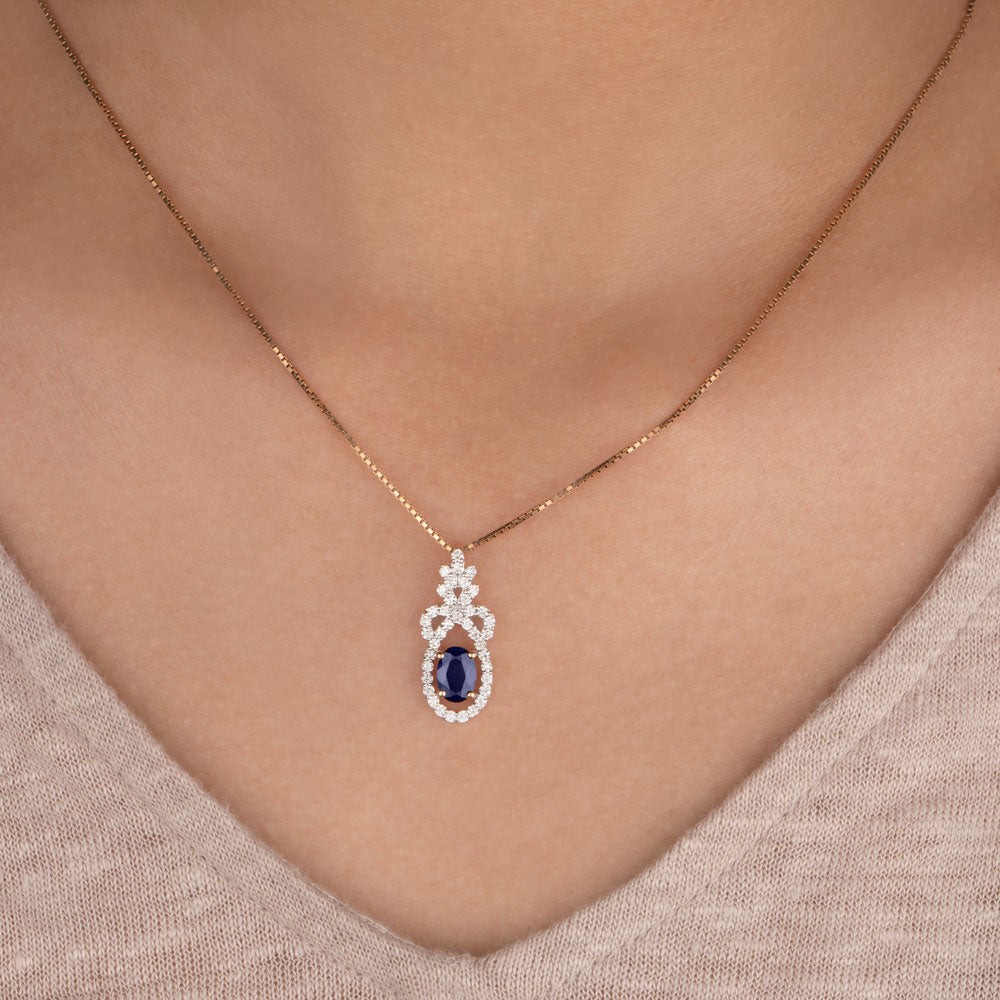 14K Rose Gold Diamond Pendant - 0.46ct SI-GH with Colour Stones