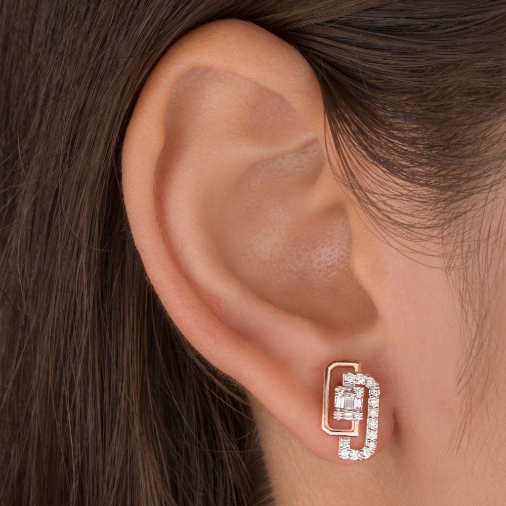 14K Rose Gold Diamond Earrings - 0.41ct SI-IJ