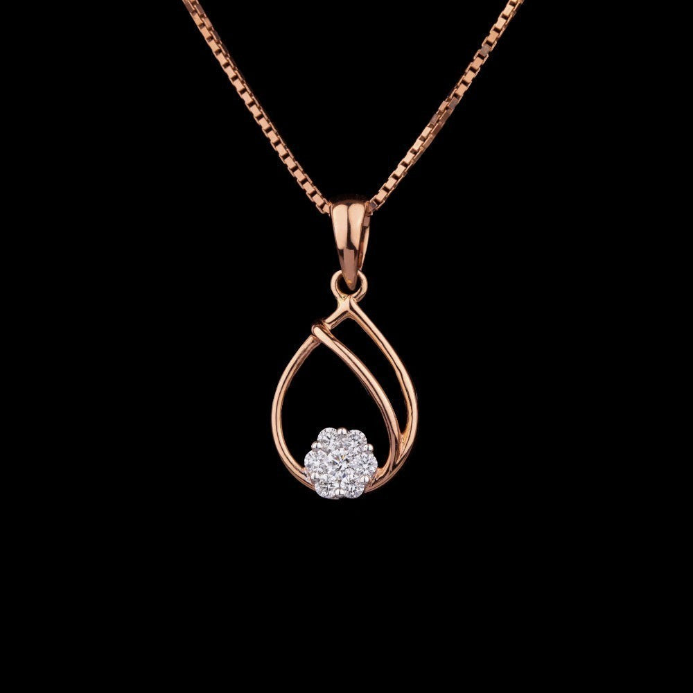 18K Rose Gold Diamond Pendant - 0.15ct VS-FG