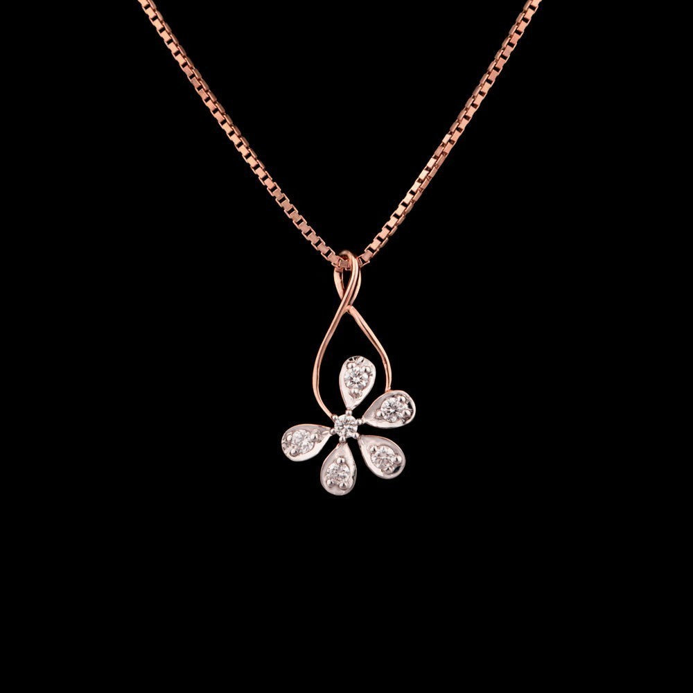 18K Rose Gold Diamond Pendant - 0.12ct VS-FG