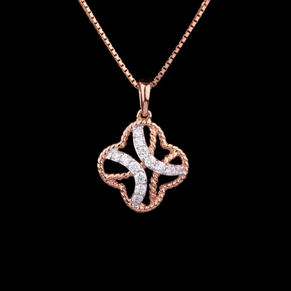 18K Rose Gold Diamond Pendant - 0.14ct VS-FG