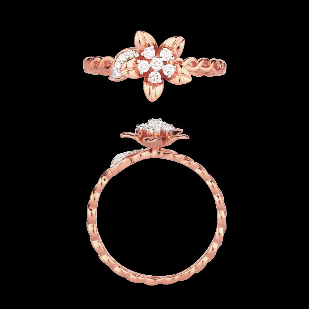 18K Rose Gold Diamond Ring - 0.13ct VVS-VS-HI