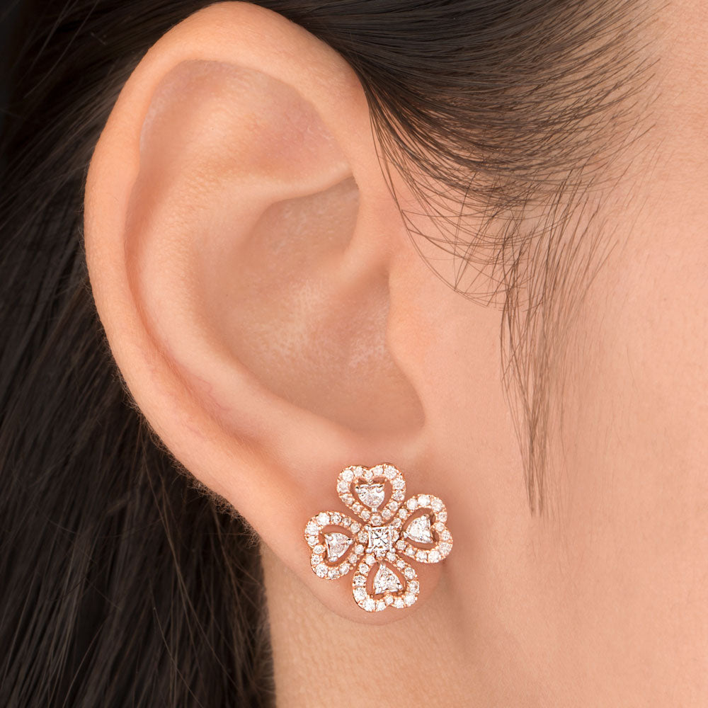 14K Rose Gold Diamond Earrings - 1.21ct SI-GH