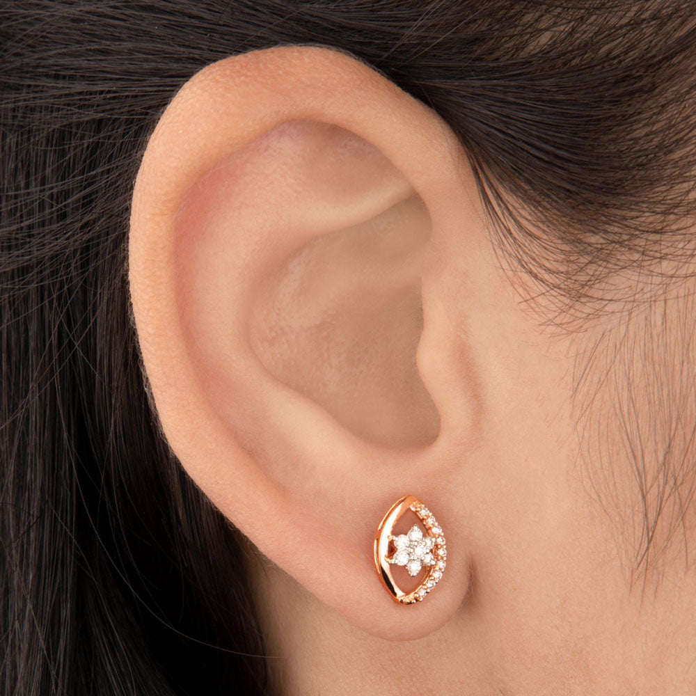 14K Rose Gold Diamond Earrings - 0.225ct SI-GH