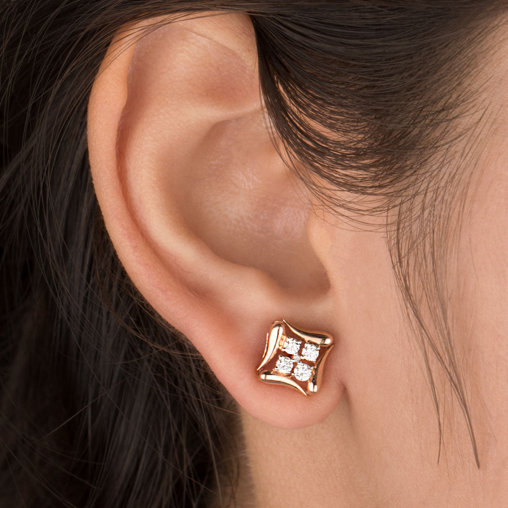 14K Rose Gold Diamond Earrings - 0.32ct VS-GH