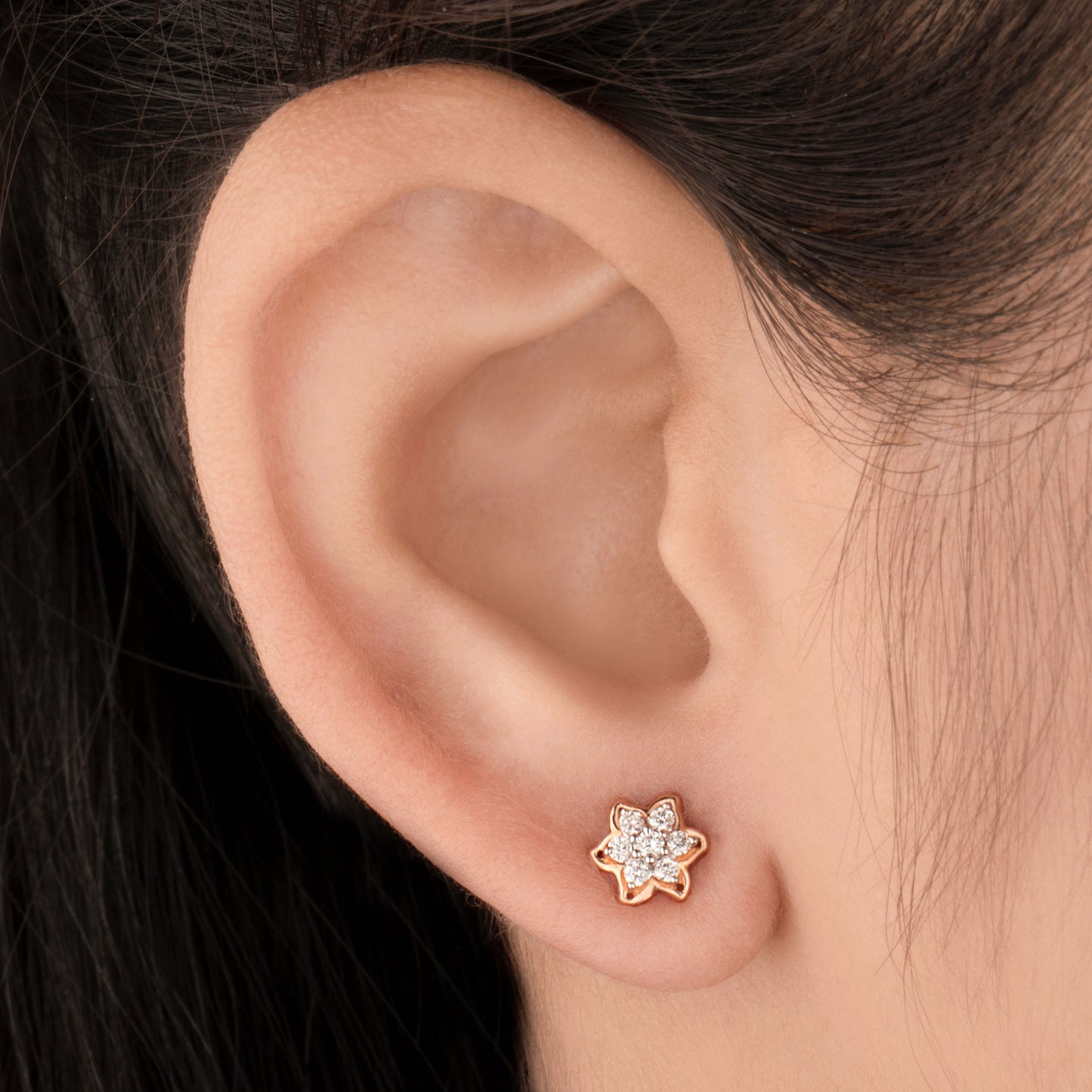 14K Rose Gold Diamond Earrings - 0.17ct VS-SI-GH