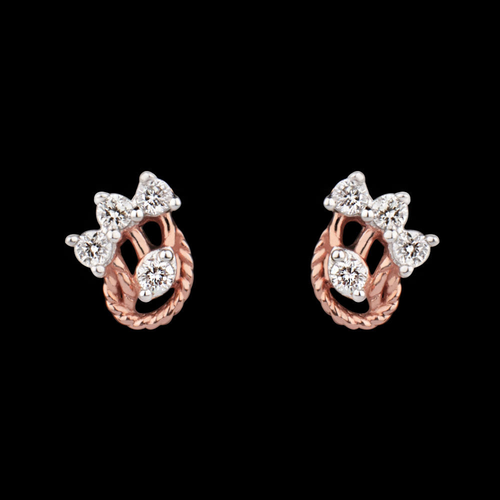 14K Rose Gold Diamond Earrings - 0.18ct SI-GH