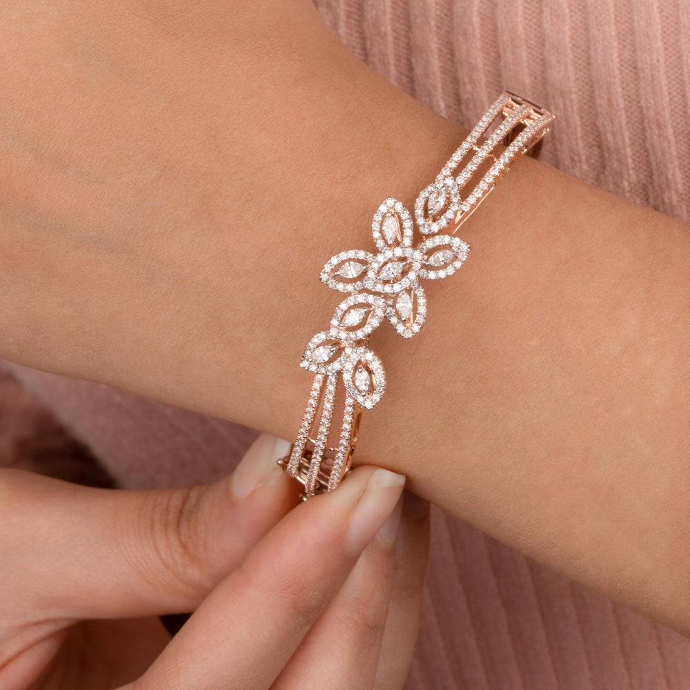 14K Rose Gold Diamond Kada - 2.31ct SI-GH