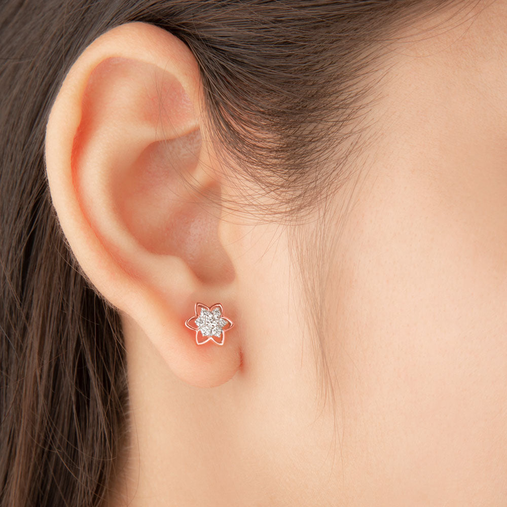 14K Rose Gold Diamond Earrings - 0.26ct SI-GH