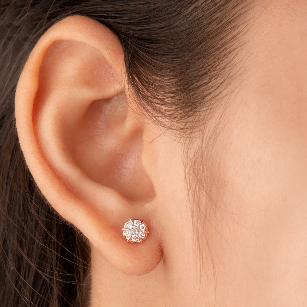 14K Rose Gold Diamond Earrings - 0.22ct VVS-VS-HI