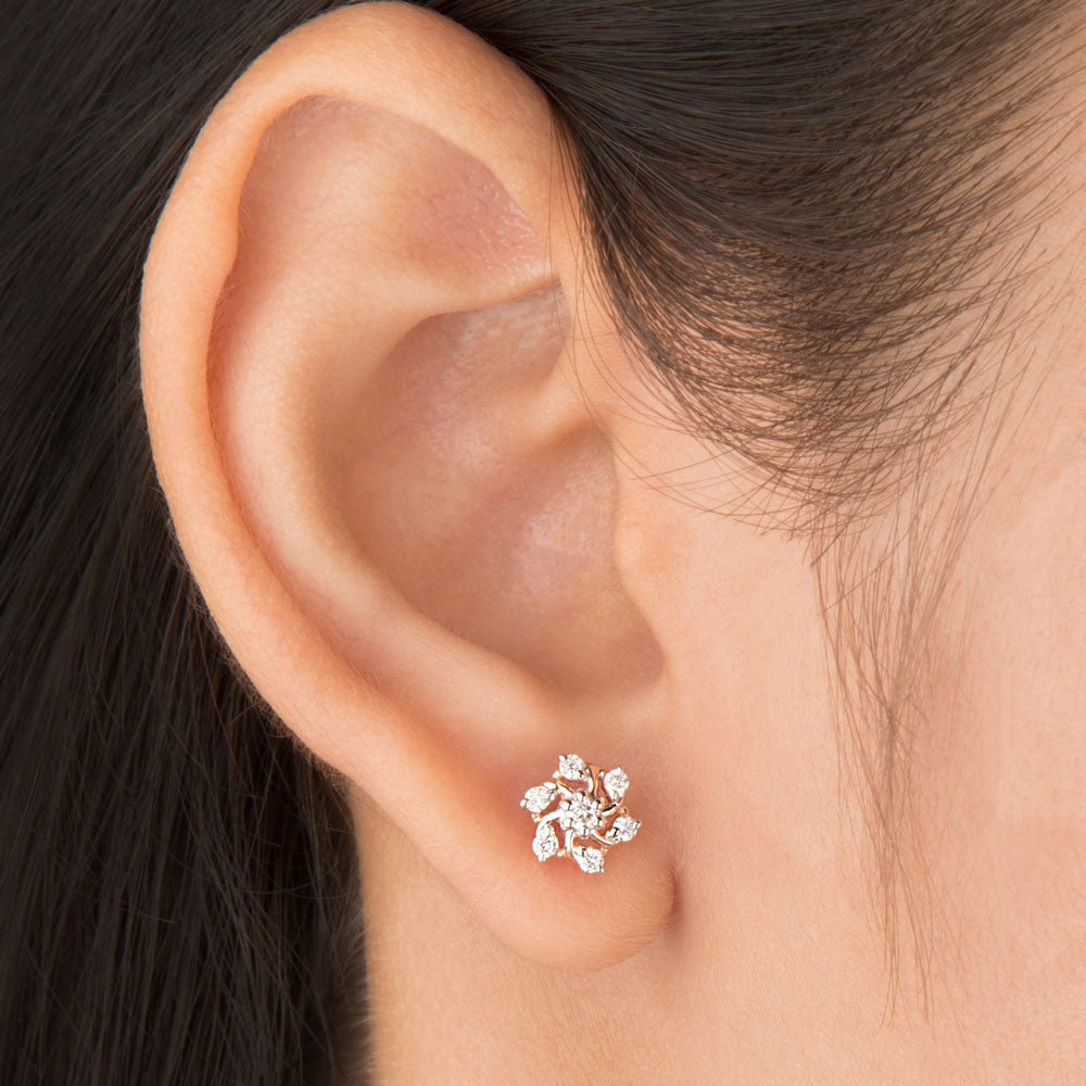 14K Rose Gold Diamond Earrings - 0.22ct SI-GH