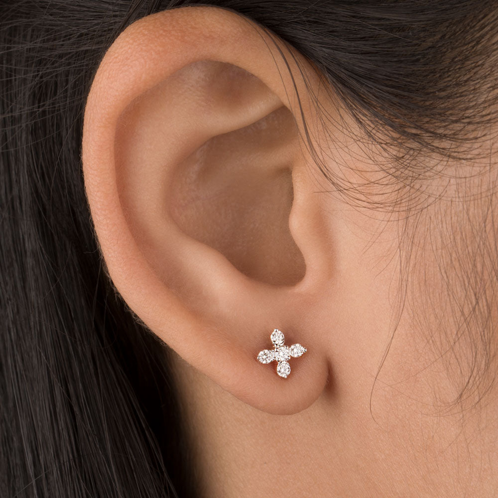 14K Rose Gold Diamond Earrings - 0.22ct VVS-VS-HI