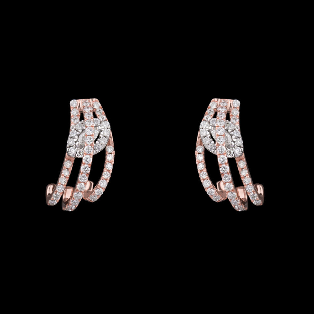 14K Two Tone Gold Diamond Earrings - 0.95ct SI-HIJ