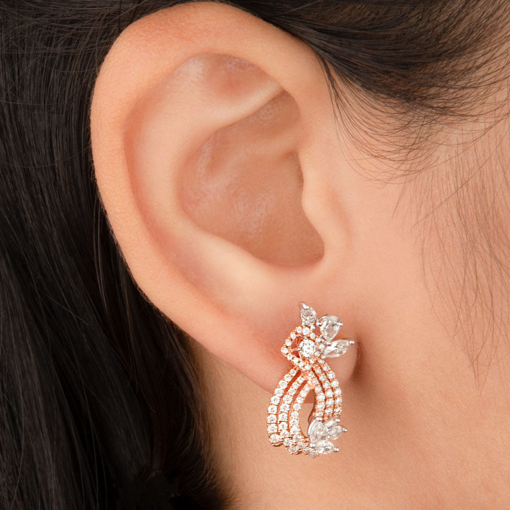14K Rose Gold Diamond Earrings - 1.5ct SI-HIJ