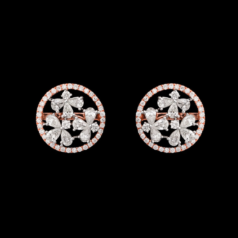 14K Two Tone Gold Diamond Earrings - 1.99ct SI-HIJ