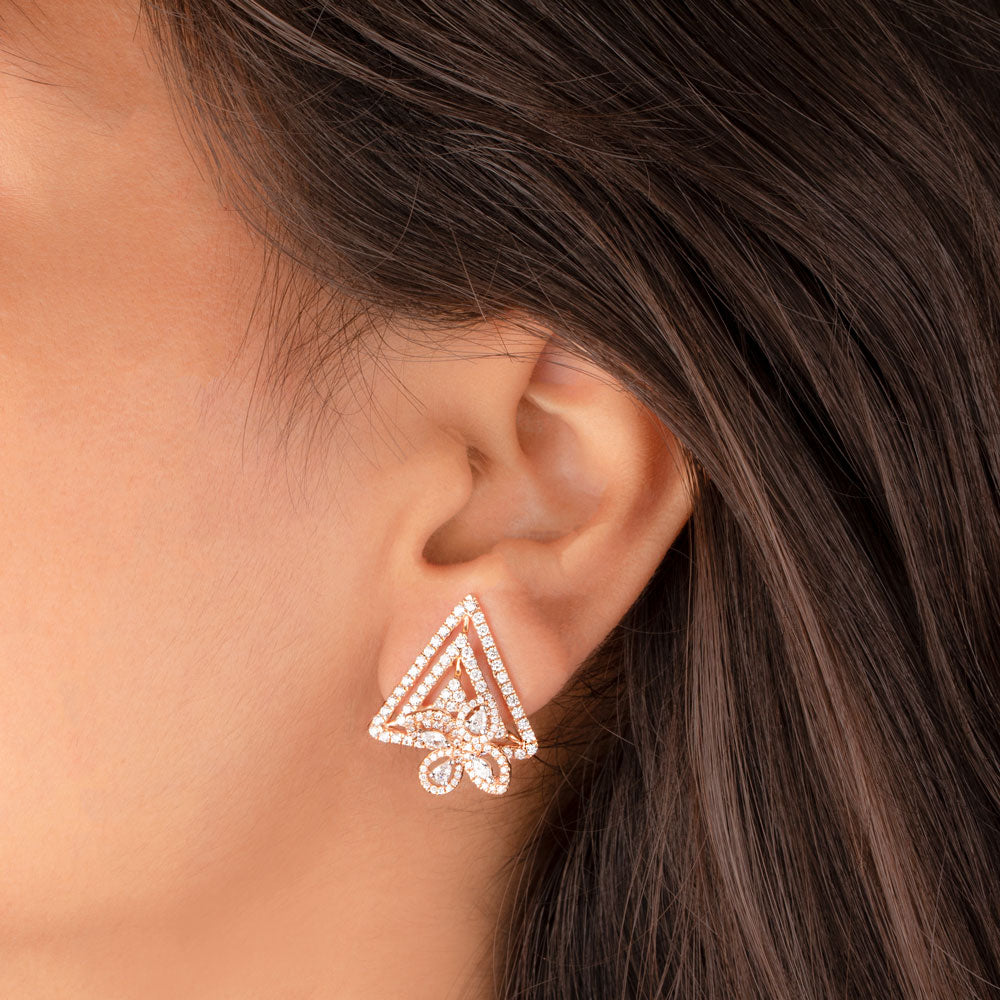 14K Rose Gold Diamond Earrings - 2.08ct VS-FG
