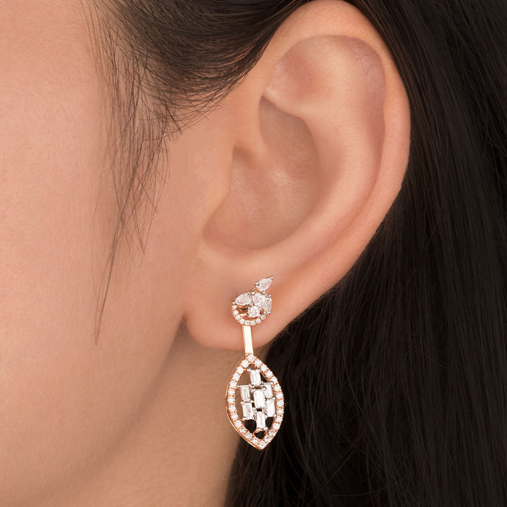 14K Rose Gold Diamond Earrings - 1.57ct VS-FG