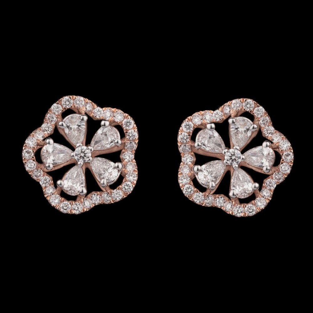 14K Rose Gold Diamond Earrings - 1.33ct VS-FG