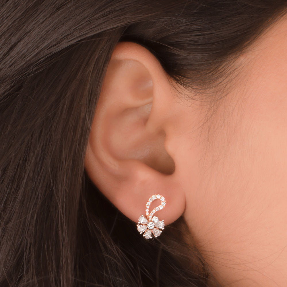 14K Rose Gold Diamond Earrings - 0.84ct VS-FG