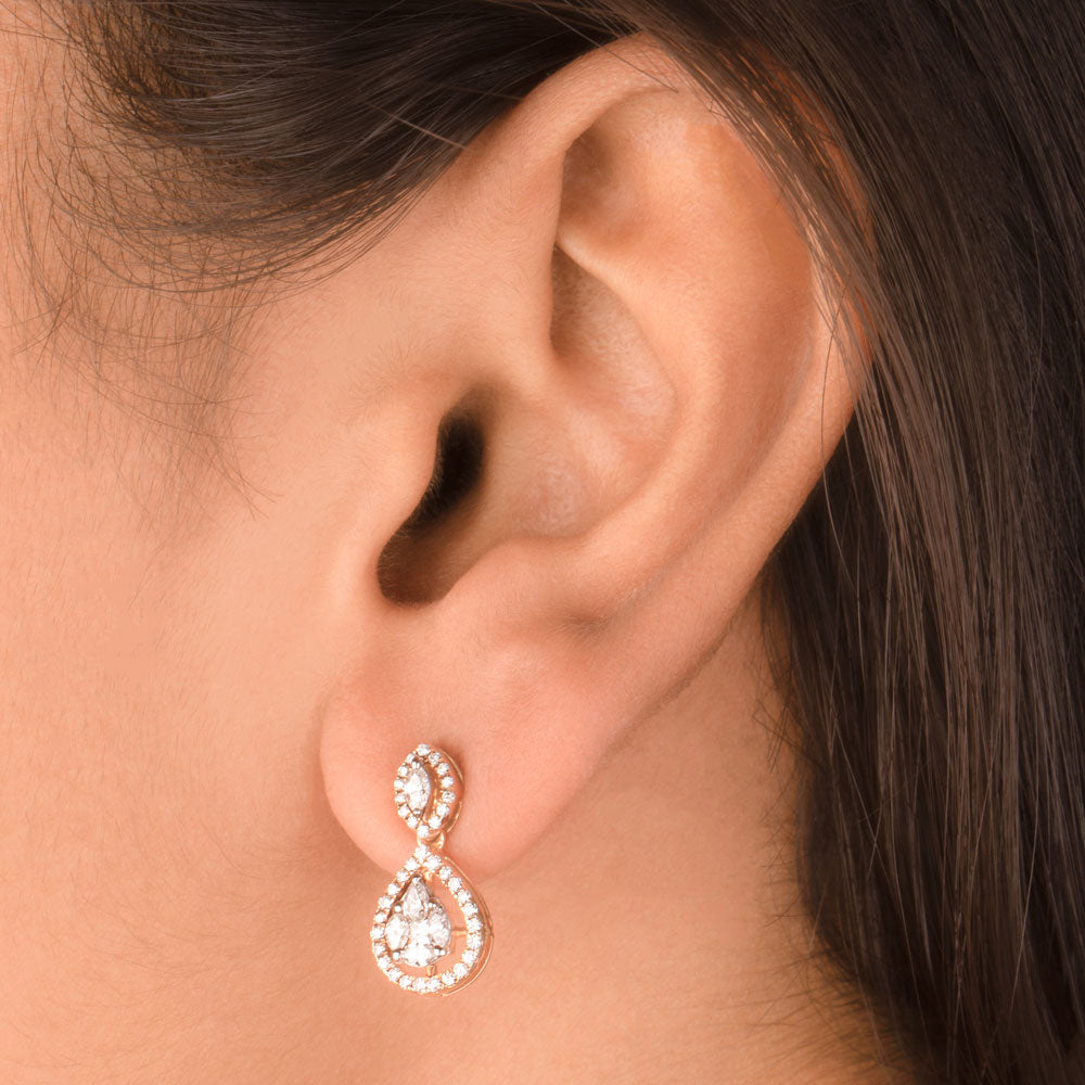 14K Rose Gold Diamond Earrings - 0.84ct VS-FG