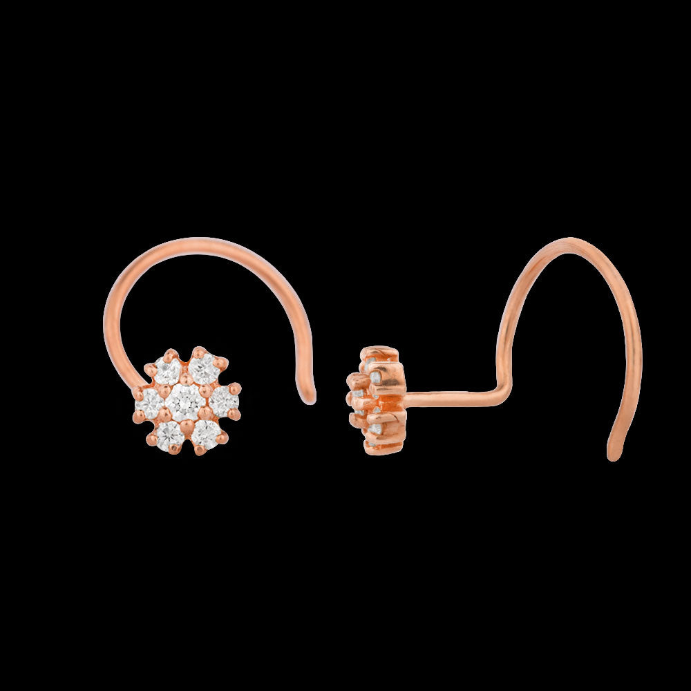 14K Rose Gold Diamond Nosepin - 0.08ct VVS-VS-FG