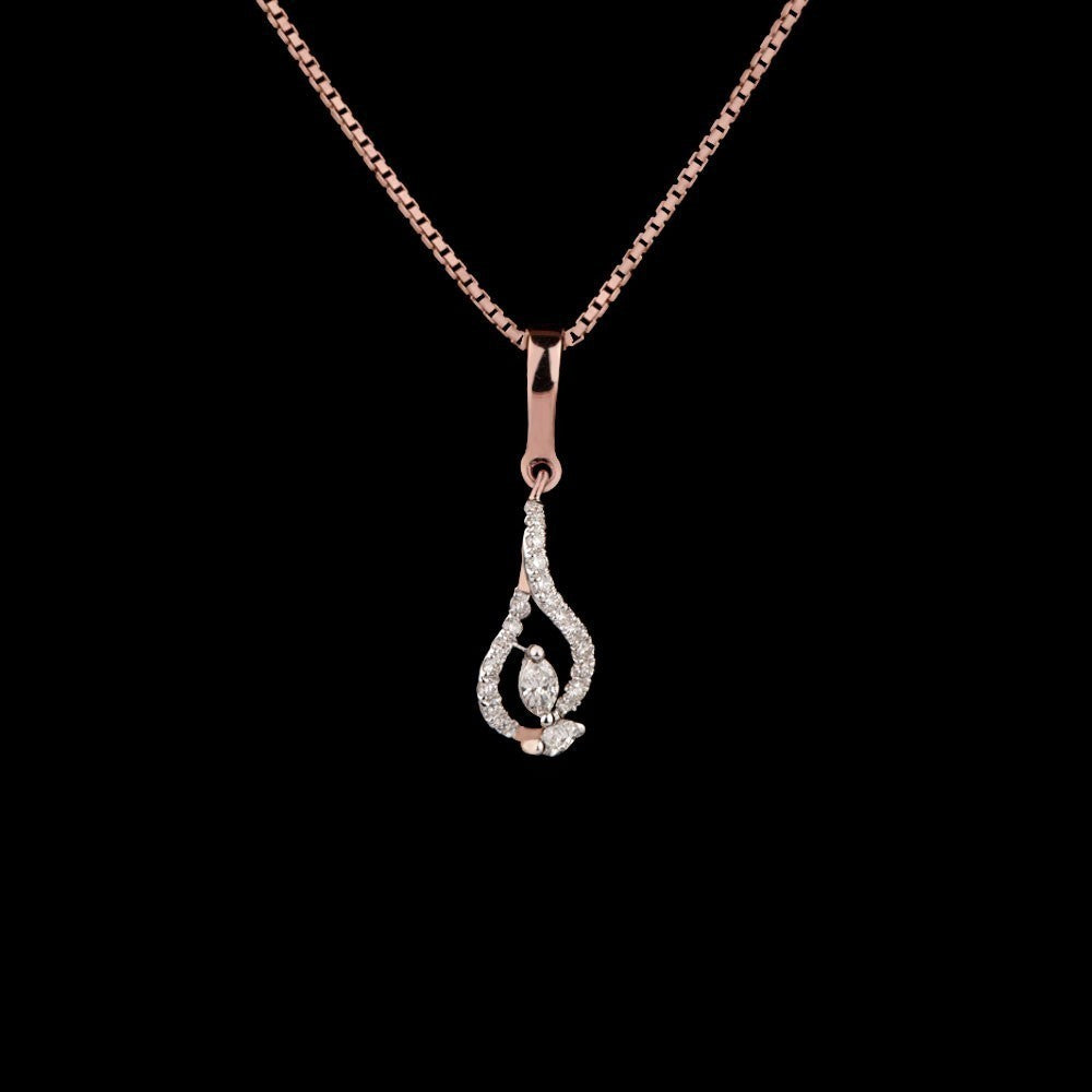 14K Rose Gold Diamond Pendant - 0.22ct SI-HI